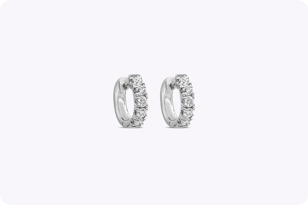 1.00 Carat Huggie Hoop Fashion Earrings in 18 karat White Gold