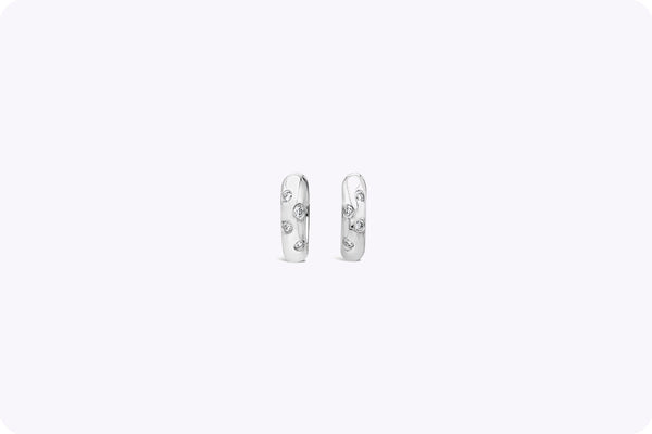 Burnished Huggies with 0.13 Carat Diamond Hoop Fashion Earrings