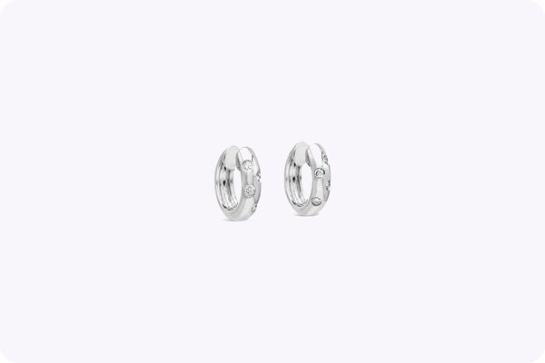 Burnished Huggies with 0.13 Carat Diamond Hoop Fashion Earrings