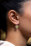 3.20 Carat Total Heart Shape Fancy Intense Yellow Clover Dangle Fashion Earrings in White Gold