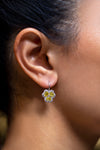 3.20 Carat Fancy Color Yellow Clover Drop Fashion Earrings in Platinum