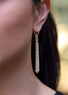 4.35 Carats Total Brilliant Round Diamond Three Strand Dangle Earrings in Yellow Gold