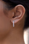 1.32 Carat Total Round Diamond Hoop Earrings in White Gold