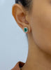 2.60 Carats Total Green Emerald and Diamond Halo Stud Earrings in Platinum