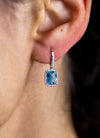 2.25 Carats Total Cushion Cut Aquamarine Dangle Earrings in White Gold