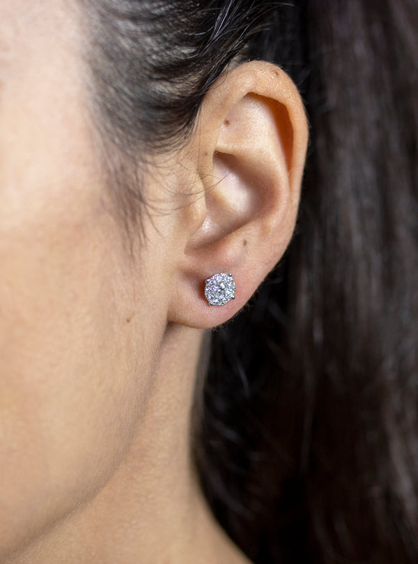 0.93 Carat  Cluster Stud Earring