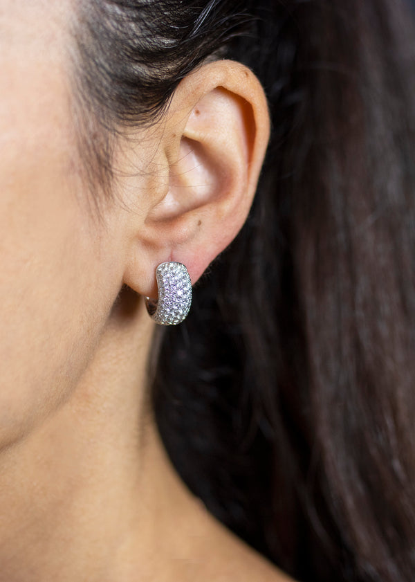 Round Diamonds Huggie Hoop Earrings
