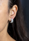 2.72 Carat Total Round Diamonds Huggie Hoop Earrings in White Gold