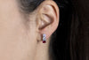 3.11 Carats Total Round Cut Burma Ruby and Diamond Drop Earrings in Platinum