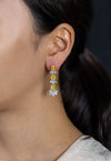 9.13 Carats Total Mixed-Cut Yellow & White Diamond Drop Earrings in Yellow Gold & Platinum