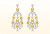 16.56 Carat Total Mixed Cut Fancy Yellow and White Diamond Chandelier Drop Earrings in Platinum and Yellow Gold
