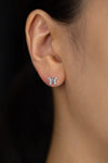 0.30 Carat Brilliant Round Cut Diamond Butterfly Stud Earrings in White Gold