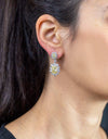 6.15 Carat Fancy Yellow Diamond Halo Flower Dangle Earrings in White Gold