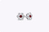 2.07 Carats Total Ruby and Diamond Flower Earrings in White Gold