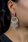 28.19 Carat Total Mixed Cut Diamond Open Work Chandelier Earrings in Platinum