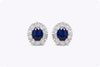 GIA Certified 6.05 Carats Oval Cut Blue Sapphire and Diamond Halo Clip-on Earrings in White Gold