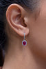 2.83 Carats Total Oval Cut Ruby and Diamond Halo Dangle Earrings in White Gold