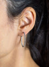 0.94 Carat Round Diamond Black Rhodium Hoop Earrings in Black Rhodium
