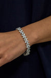 16.65 Carat Total Mix-Cut Diamond Floral Motif Bracelet in White Gold
