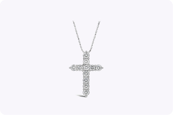 2.24 Carat Round Diamond Cross Pendant Necklace