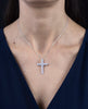 3.39 Carats Total Round Diamond Religious Cross Pendant Necklace in White Gold