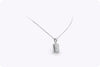 1.25 Carats Total Baguette and Round Diamond Illusion Pendant Necklace in White Gold