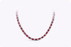 43.48 Carats Total Oval Cut Ruby and Diamond Tennis Necklace in White Gold