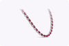 43.48 Carats Total Oval Cut Ruby and Diamond Tennis Necklace in White Gold