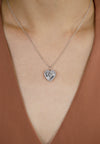 GIA Certified 5.46 Carat Total Heart Shape Diamond Halo Pendant Necklace in Platinum