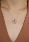 GIA Certified 5.01 Carats Heart Shape Diamond Halo Pendant Necklace in Platinum