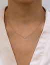 0.09 Carat Round Diamond Bezel Solitaire Pendant Necklace in Rose Gold