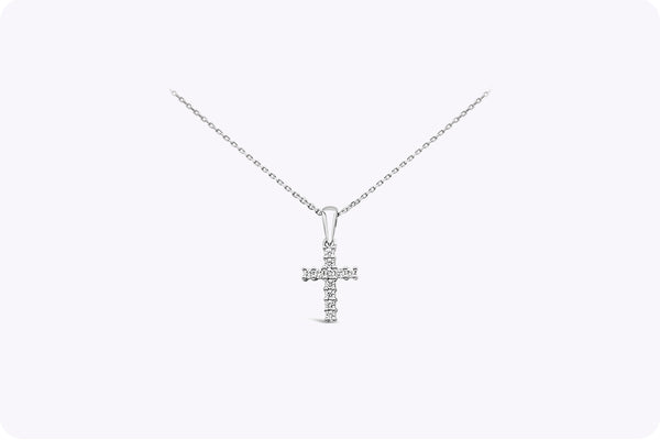 0.53 Carat Mini Cross Diamond Pendant Necklace in White Gold