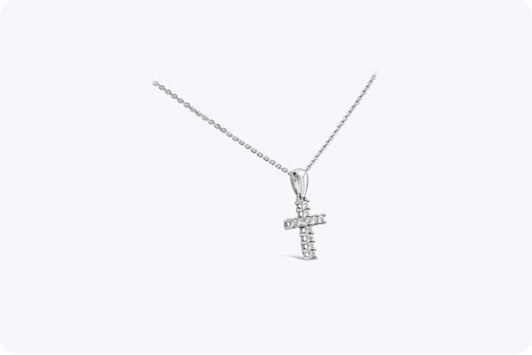 0.53 Carat Mini Cross Diamond Pendant Necklace in White Gold