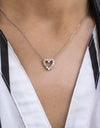 0.53 Carat Total Round Diamond Open-Work Heart Pendant Necklace