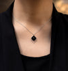 3.60 Carat Onyx and Briolette Cut Diamond Pendant Drop Necklace