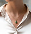 4.92 Carats Oval Cut Green Tourmaline & Diamond Pendant Necklace in Yellow Gold