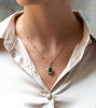 4.92 Carats Oval Cut Green Tourmaline and Diamond Pendant Necklace in Yellow Gold