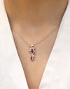 1.40 Carat Total Red Ruby and Diamond Pendant Necklace in Rose Gold