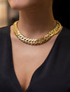 14 Karat Yellow Gold Wide Cuban Link Chain Necklace