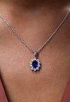 1.90 Carat Blue Sapphire And Diamond Pendant Necklace in White Gold