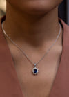 2.06-carat blue sapphire and diamond pendant necklace