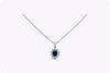 2.94 Carat Total Blue Sapphire And Diamond Pendant Necklace