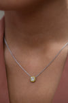 GIA Certified 0.85 Carat Radiant Cut Diamond Halo Pendant Necklace with Vivid Yellow Side Stones