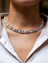 14K White Gold Ancient Greek Roman Style Necklace