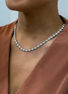 9.59 Carats Total Round Brilliant Cut Diamond Cluster Tennis Necklace in White Gold