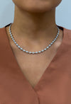 9.59 Carats Total Round Brilliant Cut Diamond Cluster Tennis Necklace in White Gold