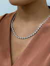 10.99 Carats Total Round Brilliant Cut Diamond Cluster Tennis Necklace in White Gold