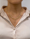 3.35 Carat Total Round Diamond in Open Work Design Link Necklace in Yellow Gold