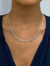 7.30 Carat Total Brilliant Round Shape Diamond Tennis Necklace in White Gold