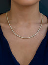 7.52 Carats Total Round Brilliant Cut Diamond Tennis Necklace in Yellow Gold